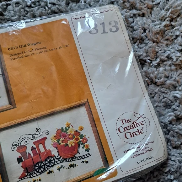 Vintage The Creative Circle Crewel Embroidery Kit #313 “old wagon’” - Picture 3 of 5